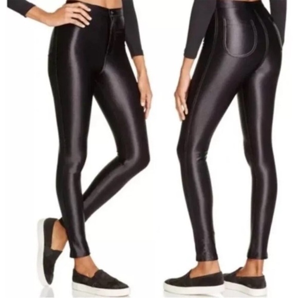 American Apparel Pants - American Apparel Black Shiny Nylon Skinny Disco Pants Extra Small